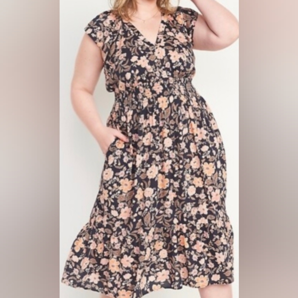 Old Navy Floral Maxi Dress Size 3X navy peach